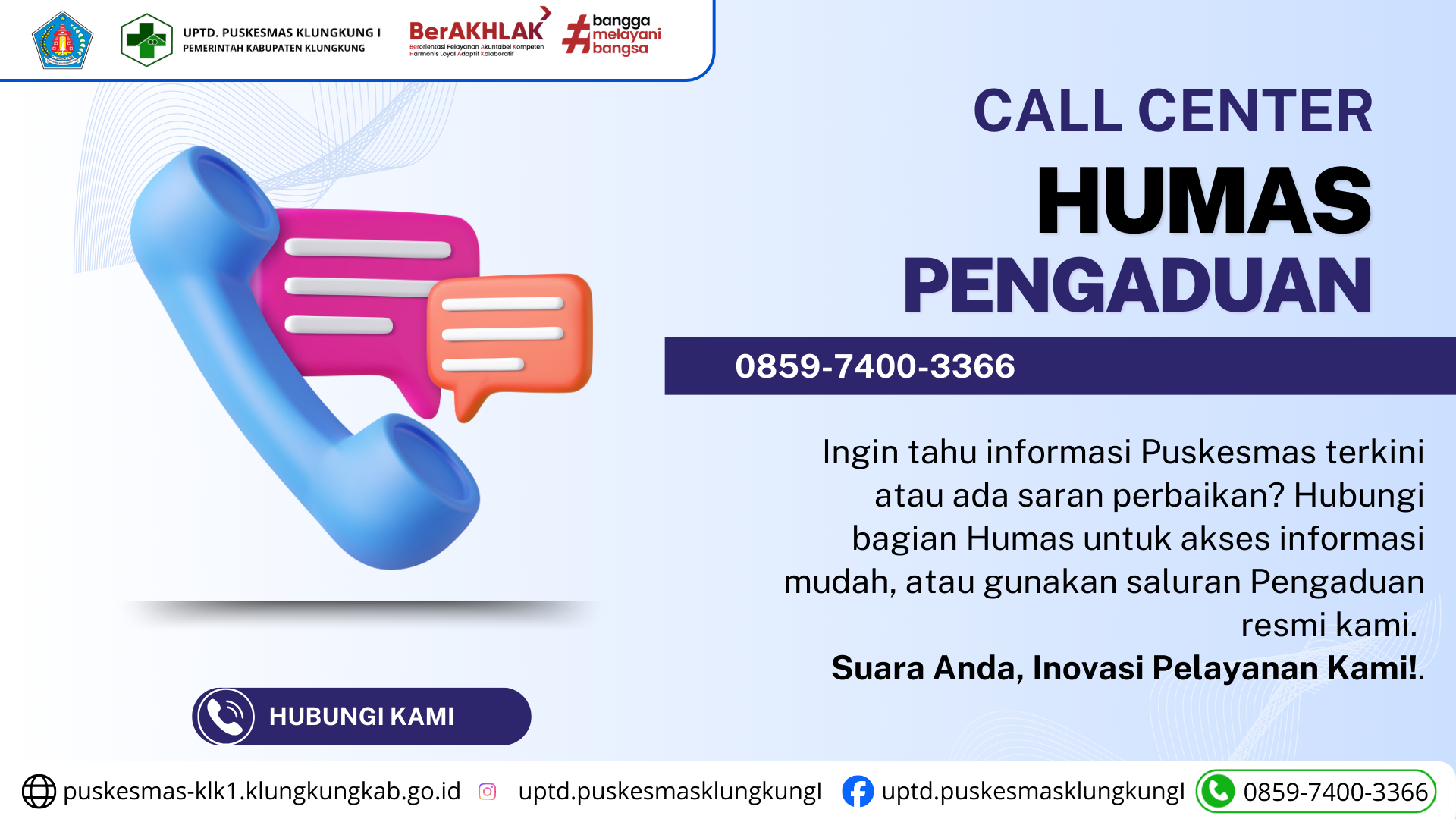 call center humas pengaduah puskesmas klungkung 1