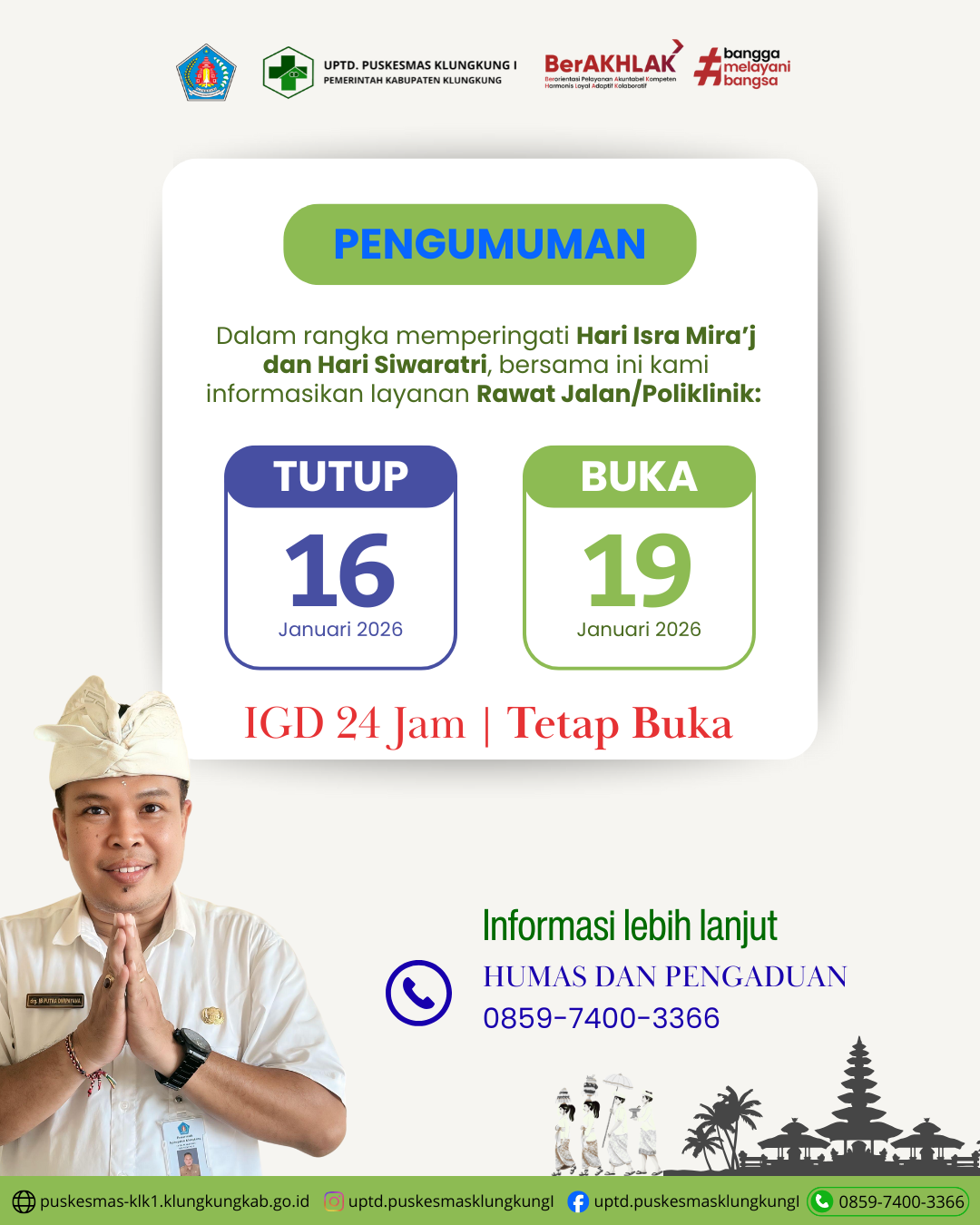 Himbauan Libur Layanan Puskesmas Klungkung I